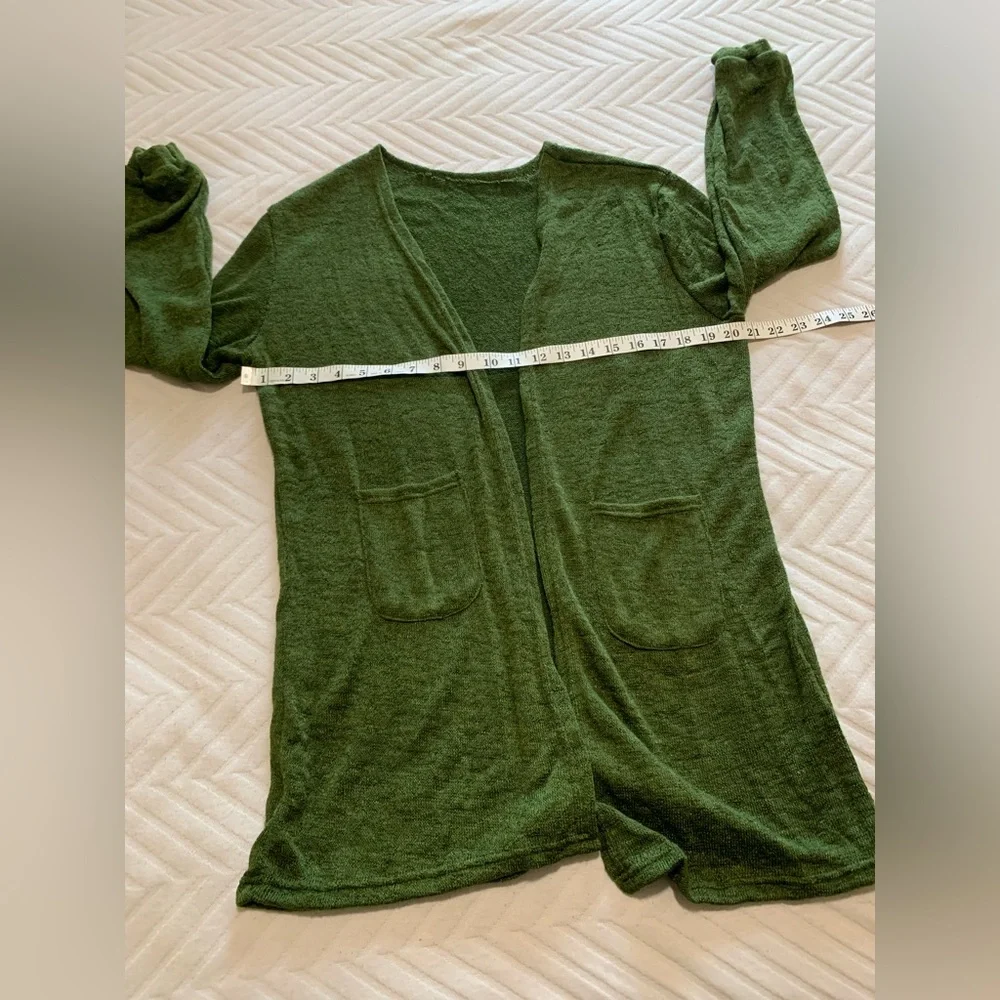 Women's Forest‎ Green Open-Front Cardigan Sweater Size XL Academia Preppy Casual